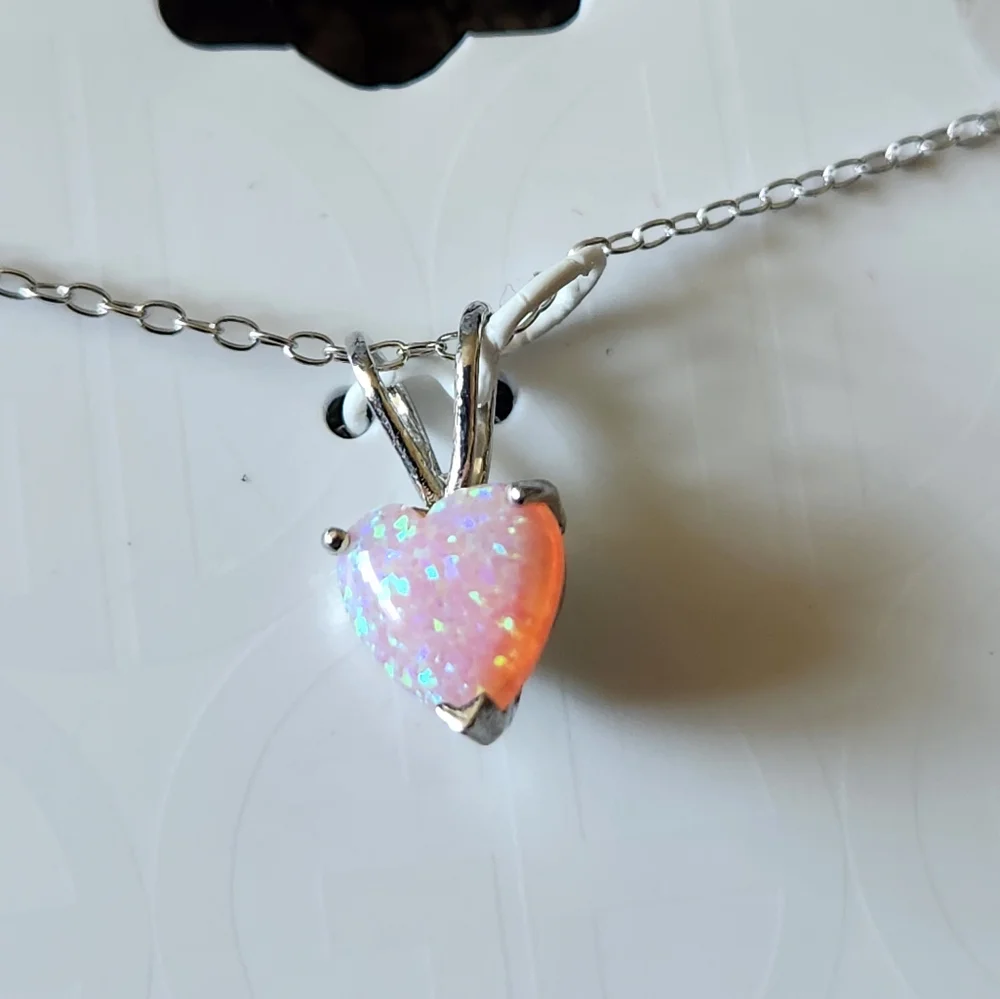 Giani Bernini Pink Opal Heart Sterling Silver Necklace NWT